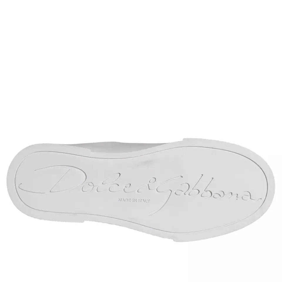 Dolce & Gabbana White Patch Calfskin Nappa Portofino Sneakers Shoes