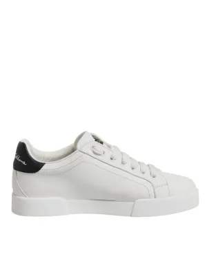 Dolce & Gabbana White Royal Crown Low Top Sneakers Shoes