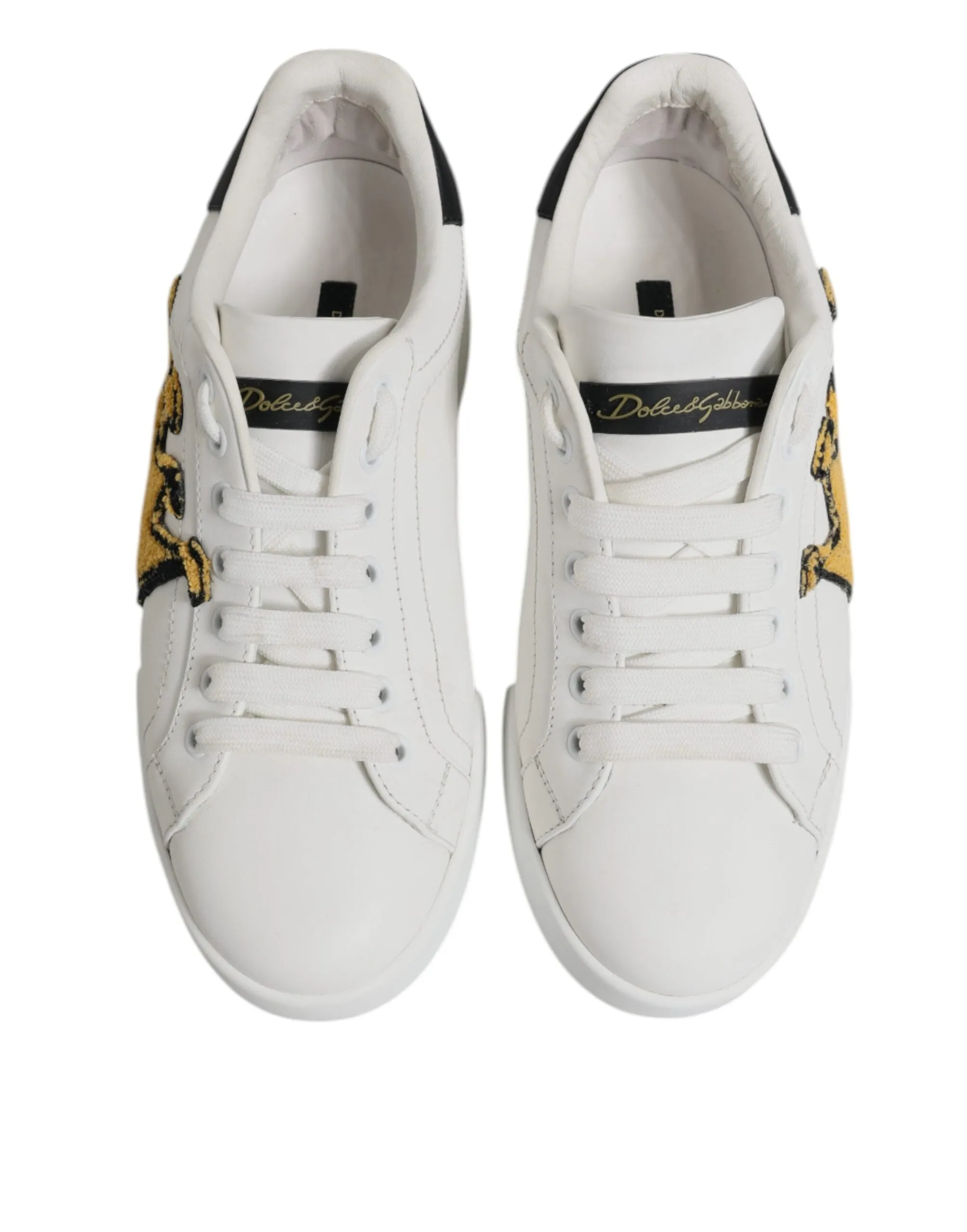 Dolce & Gabbana White Royal Crown Low Top Sneakers Shoes