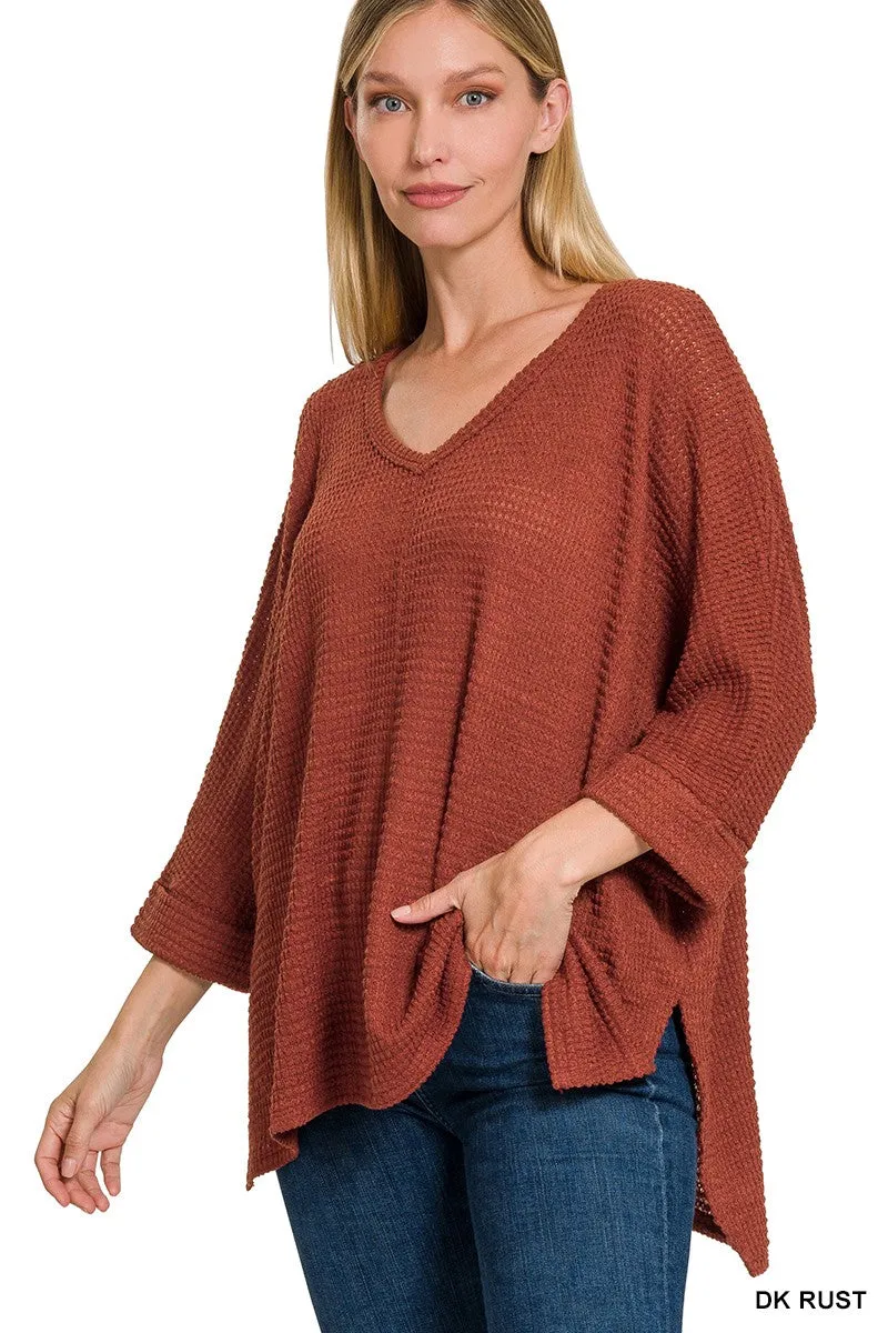 Dolly 3/4 Sleeve Loose Knit Blouse Sm - 3XL in Rust * on sale *