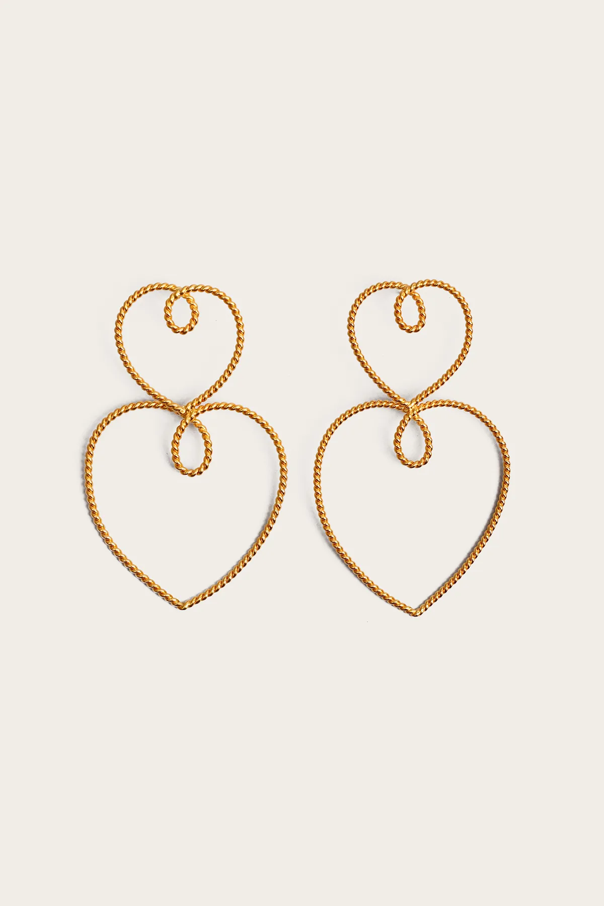 Double Heart Of Gold Earrings