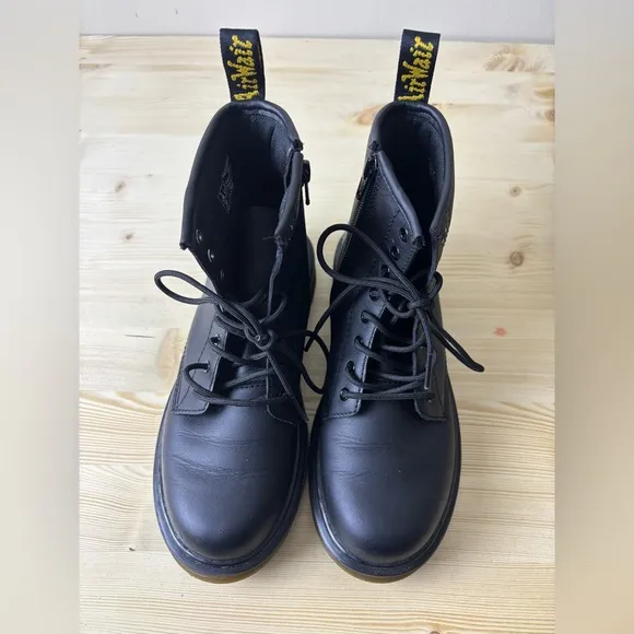 Dr Martens Boots J 1460 Softy T Leather Lace and Zip Up Black Leather Boots 4M