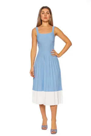 Ellison Clear Blue & White Knit Midi Dress