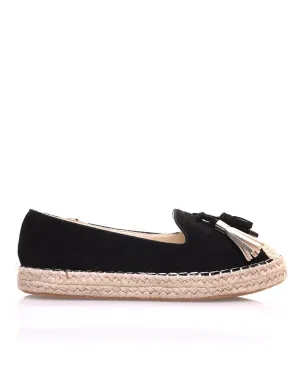 Espadrilles noires en suédine à pompons