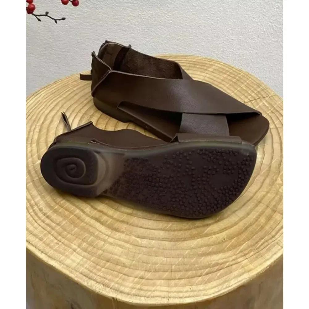Espresso Elegance Ankle-Tie Sandals