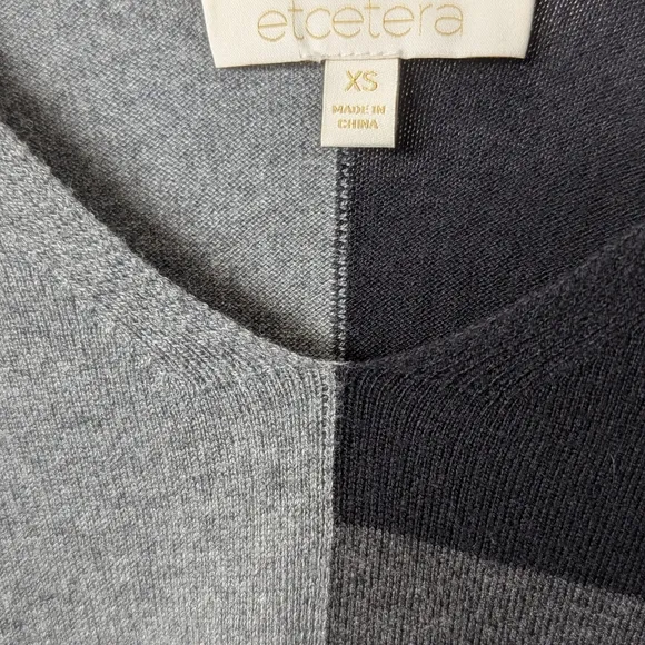 Etcetera Colorblock Sweater in Black, Gray, White excellent used condition XS