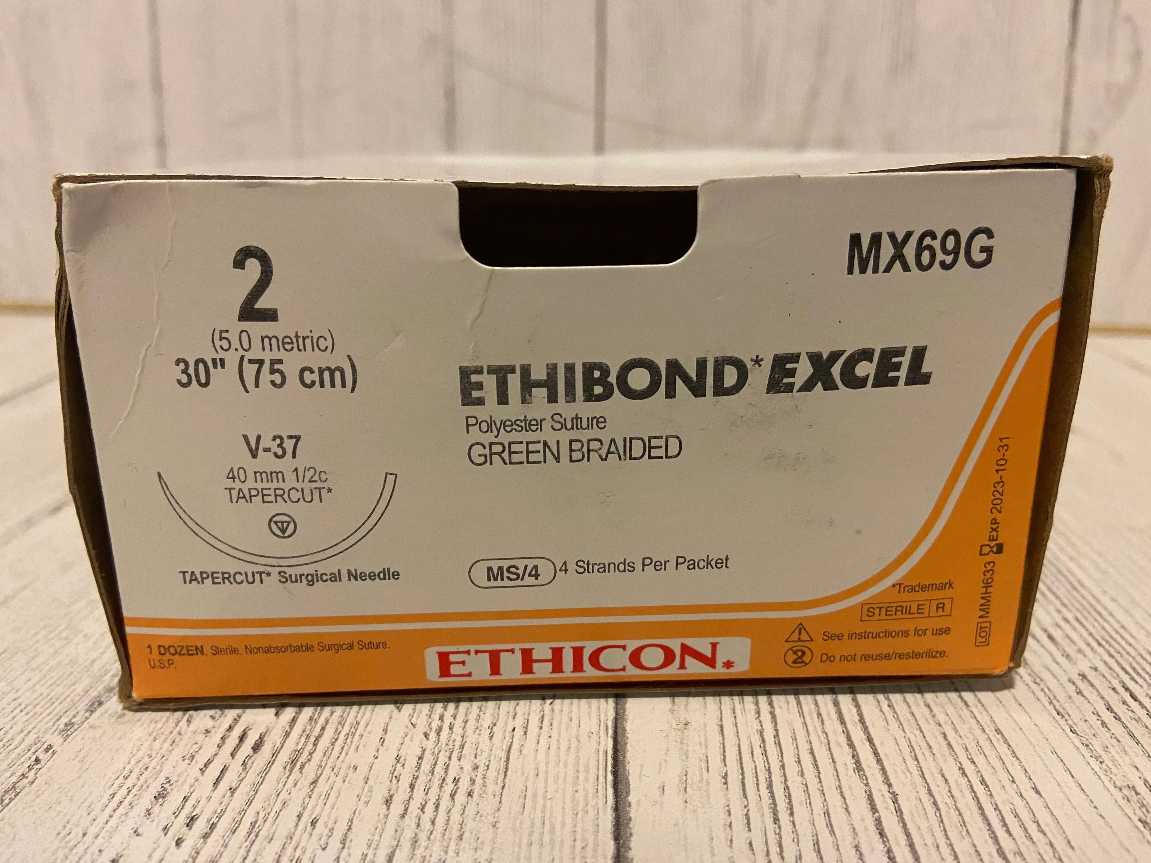 Ethicon - 2 Ethibond Excel Polyester Suture, Green Braided - MX69G - SOLD INDIVIDUALLY