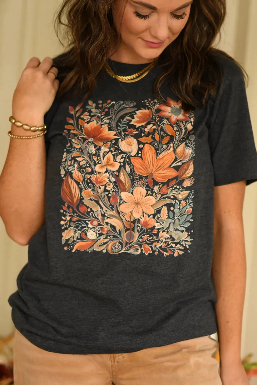 Fall Flowers Grey Tee