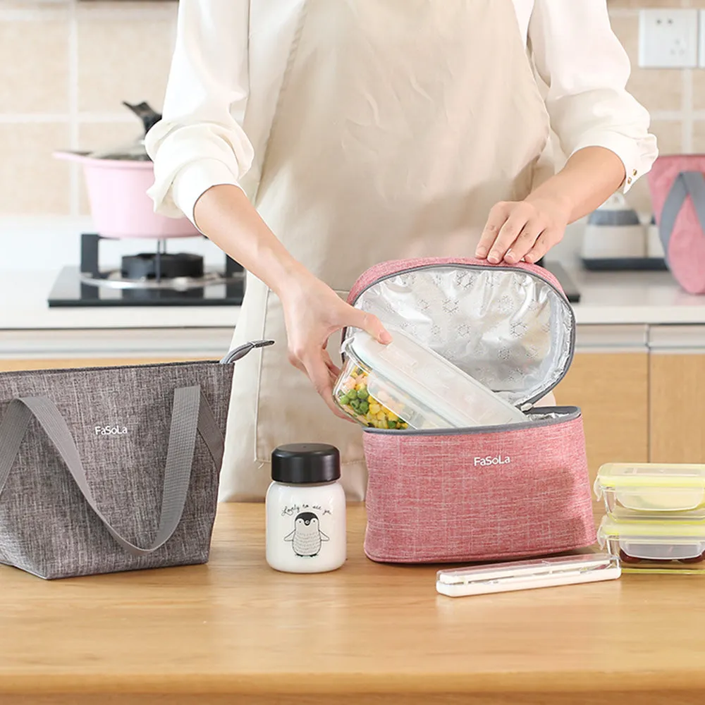 Fasola Insulated Lunch Bag - Pink, 22*15*16cm