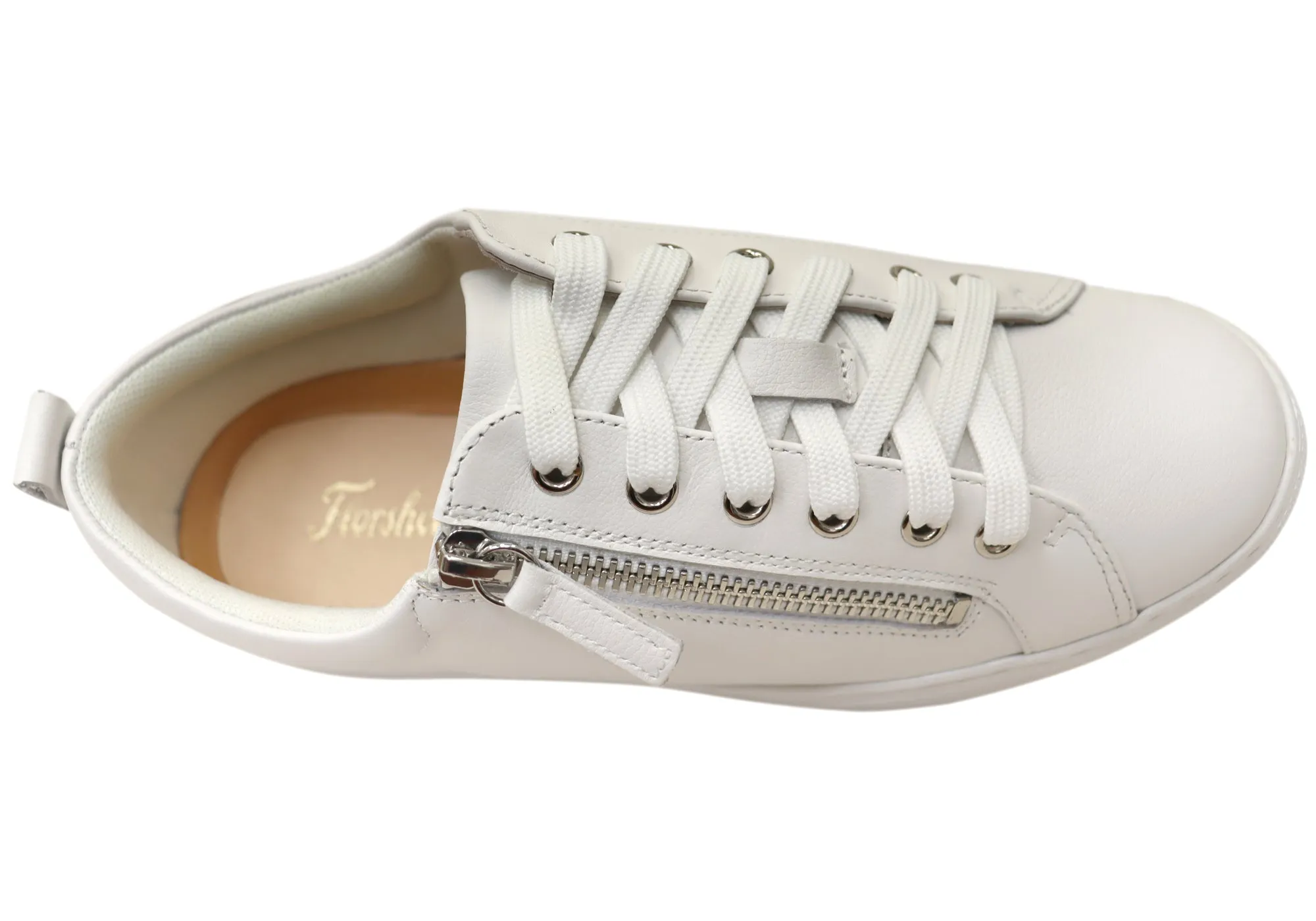 Florsheim Womens Comfortable Leather Sabrina Lace To Toe Sneakers