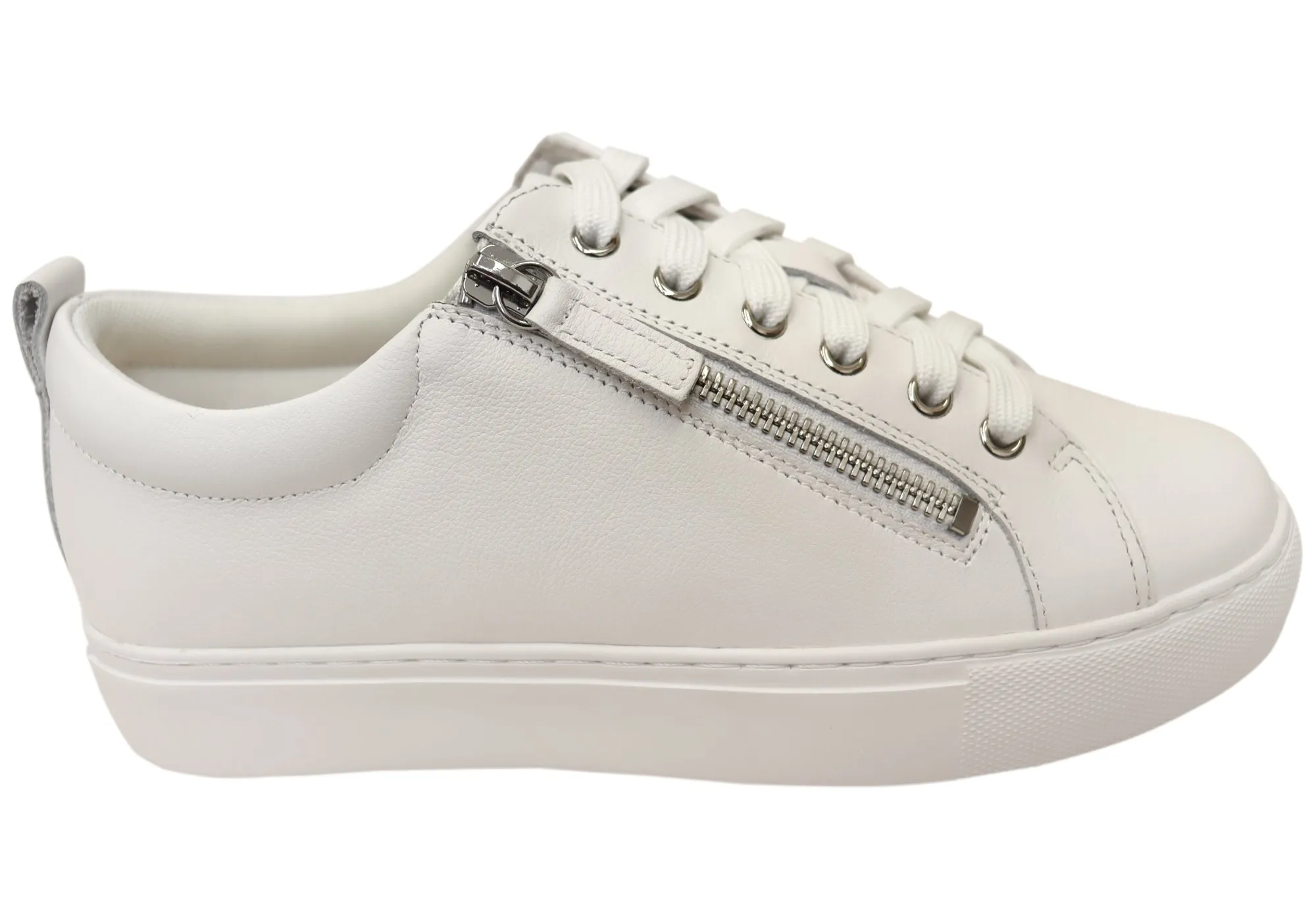 Florsheim Womens Comfortable Leather Sabrina Lace To Toe Sneakers
