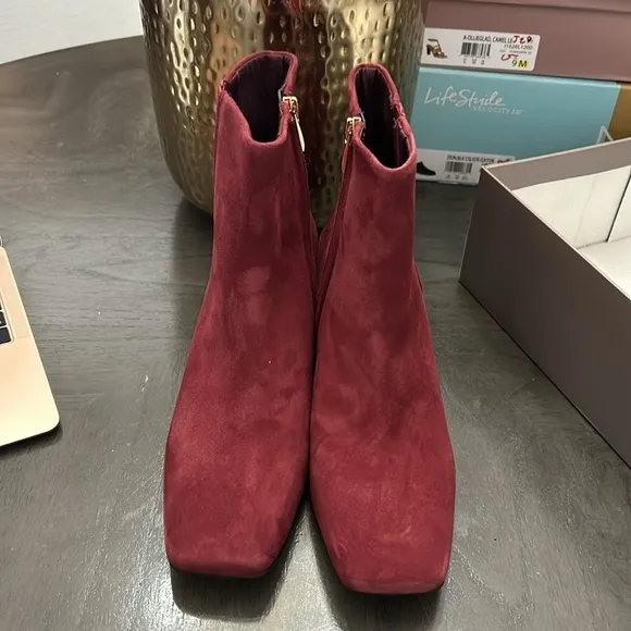 Franco Sarto Suede Side Zip Ankle Boots - Waxtona
