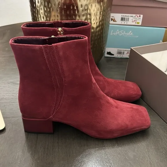 Franco Sarto Suede Side Zip Ankle Boots - Waxtona