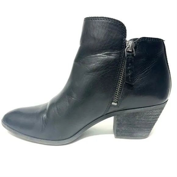 FRYE Judith Double Zip Leather Ankle Boots Black Size 6.5