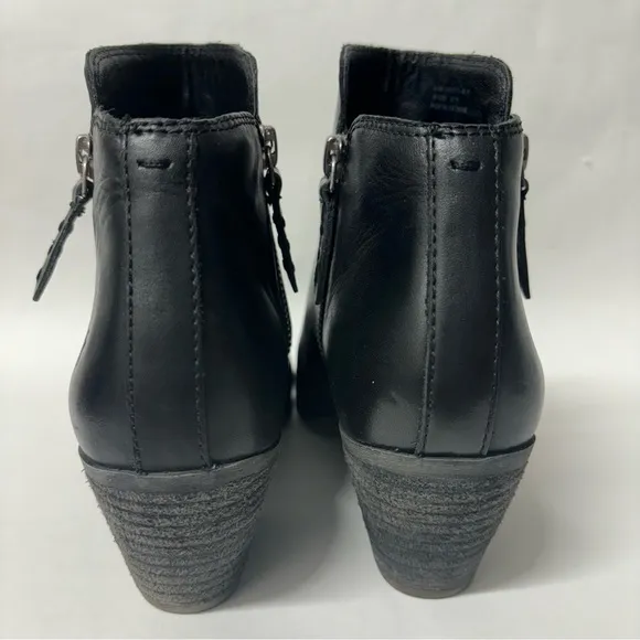 FRYE Judith Double Zip Leather Ankle Boots Black Size 6.5