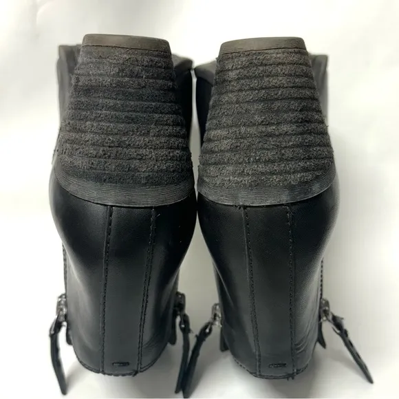 FRYE Judith Double Zip Leather Ankle Boots Black Size 6.5