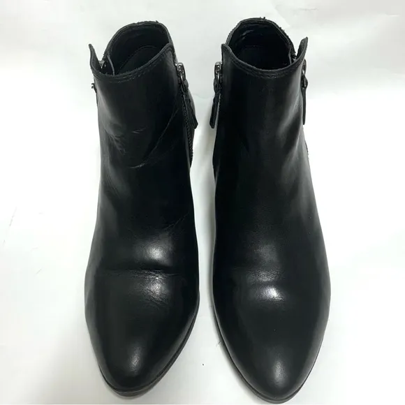 FRYE Judith Double Zip Leather Ankle Boots Black Size 6.5