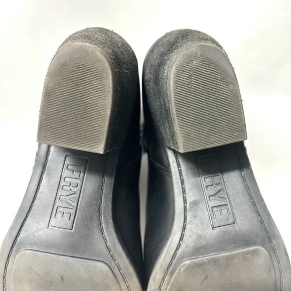 FRYE Judith Double Zip Leather Ankle Boots Black Size 6.5