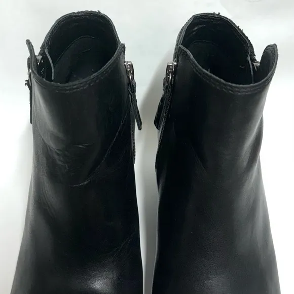 FRYE Judith Double Zip Leather Ankle Boots Black Size 6.5