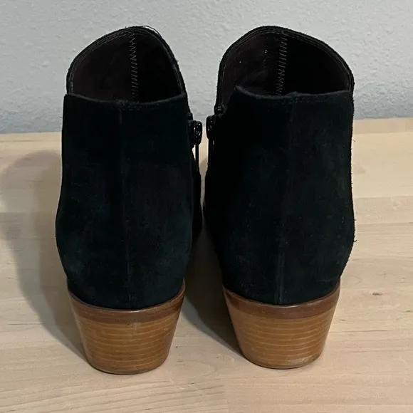 Garnet Hill Alessandra Italian Suede Ankle Boots Booties Black Size 10