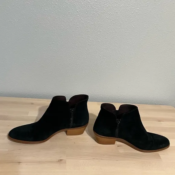 Garnet Hill Alessandra Italian Suede Ankle Boots Booties Black Size 10