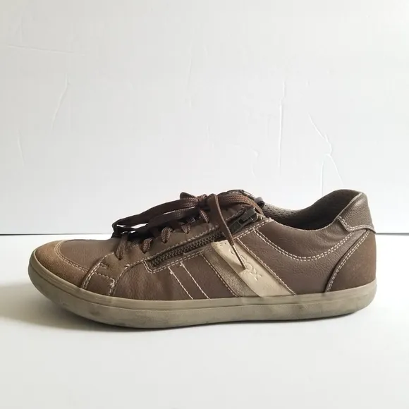 Geox Respira Mens Leather Suede Lace  Up Sneakers Size US 8 Brown