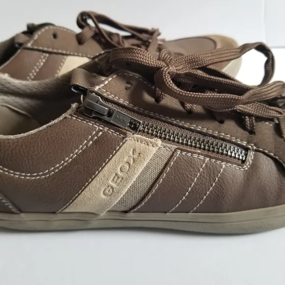 Geox Respira Mens Leather Suede Lace  Up Sneakers Size US 8 Brown