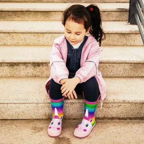 Girl Rain Boots Rubber Unicorns Kids Shoes - KKOMFORME