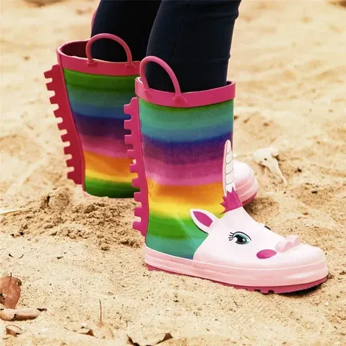Girl Rain Boots Rubber Unicorns Kids Shoes - KKOMFORME