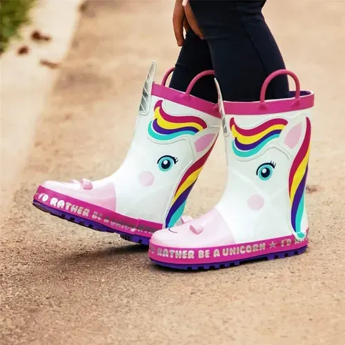 Girl Rain Boots Rubber Unicorns Kids Shoes - KKOMFORME