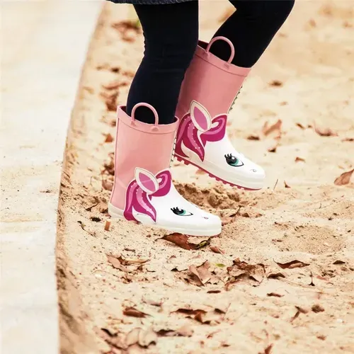 Girl Rain Boots Rubber Unicorns Kids Shoes - KKOMFORME