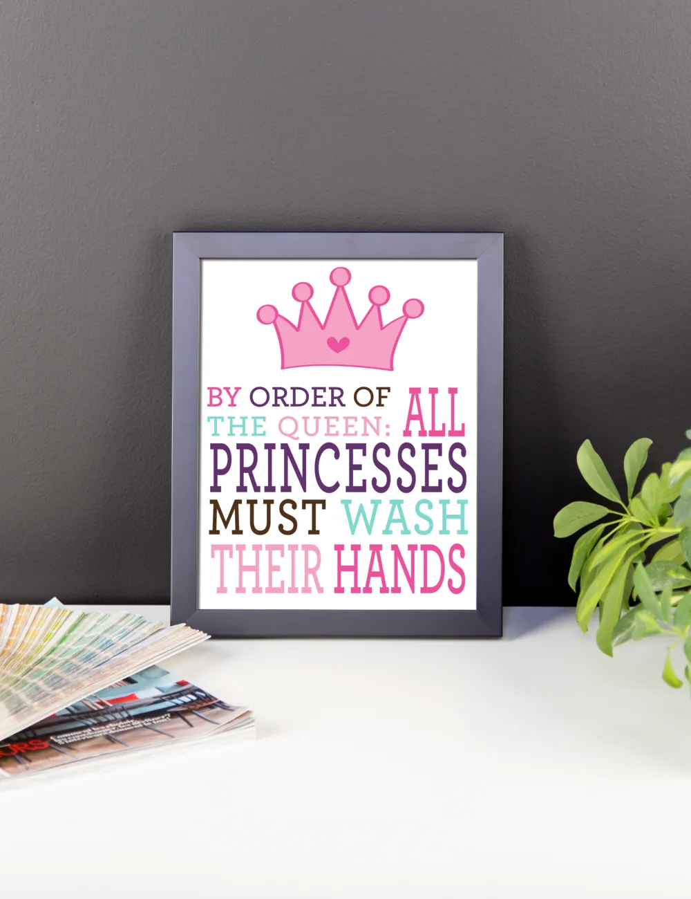 Girls Princess Wash Your Hands Bathroom Wall Art