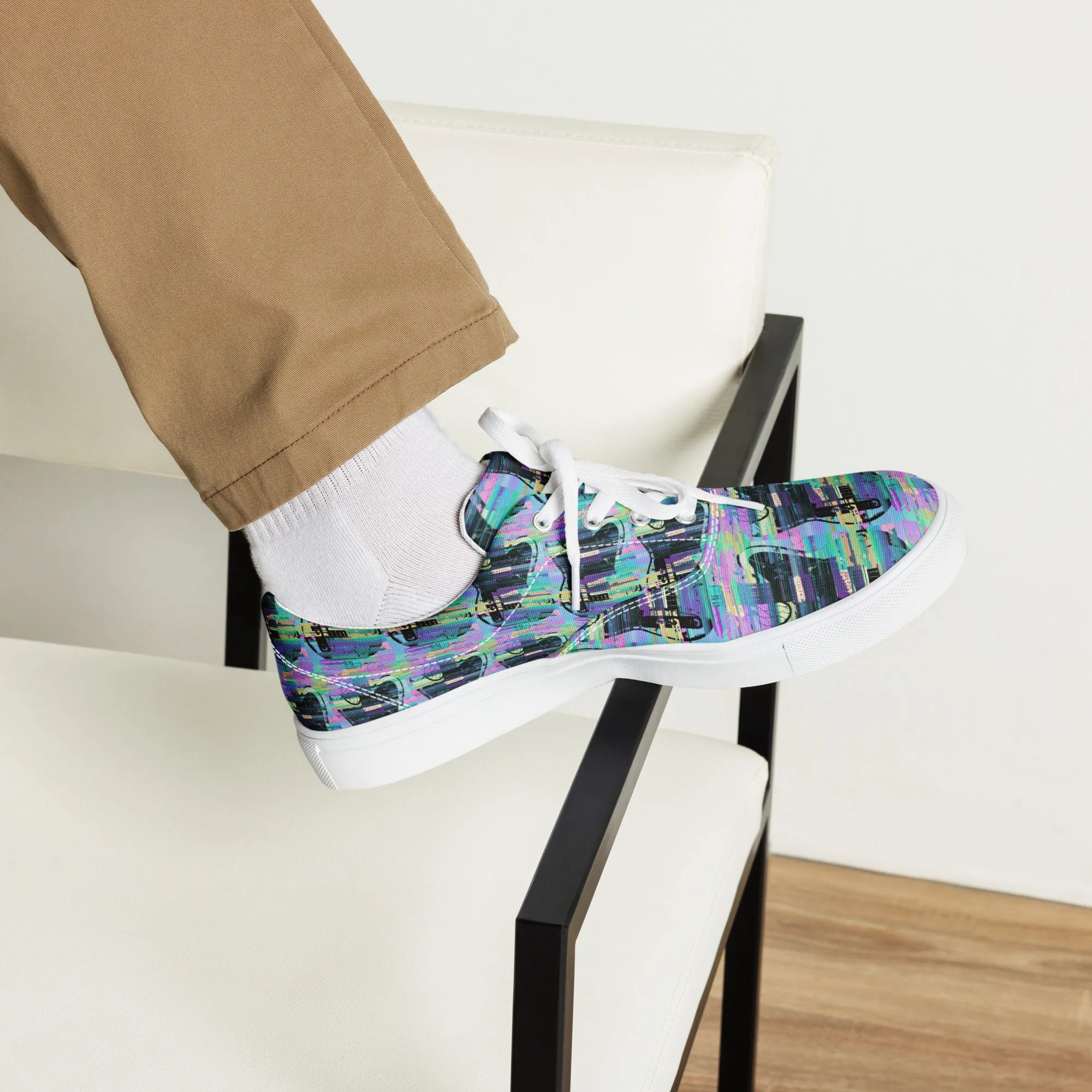 Glitch Guitar Men’s lace-up canvas shoes