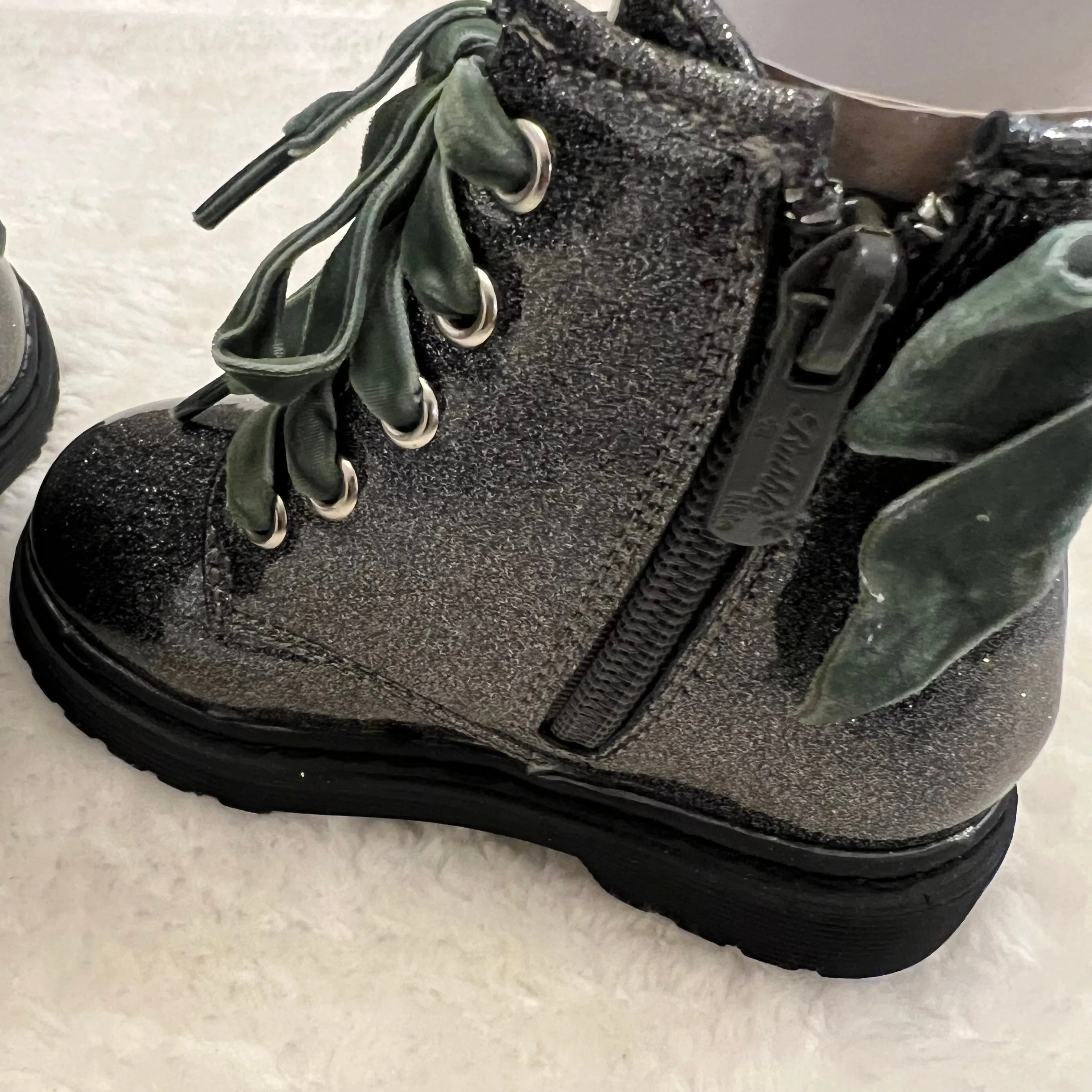 Green Sparkle Bubble Bobble Boots