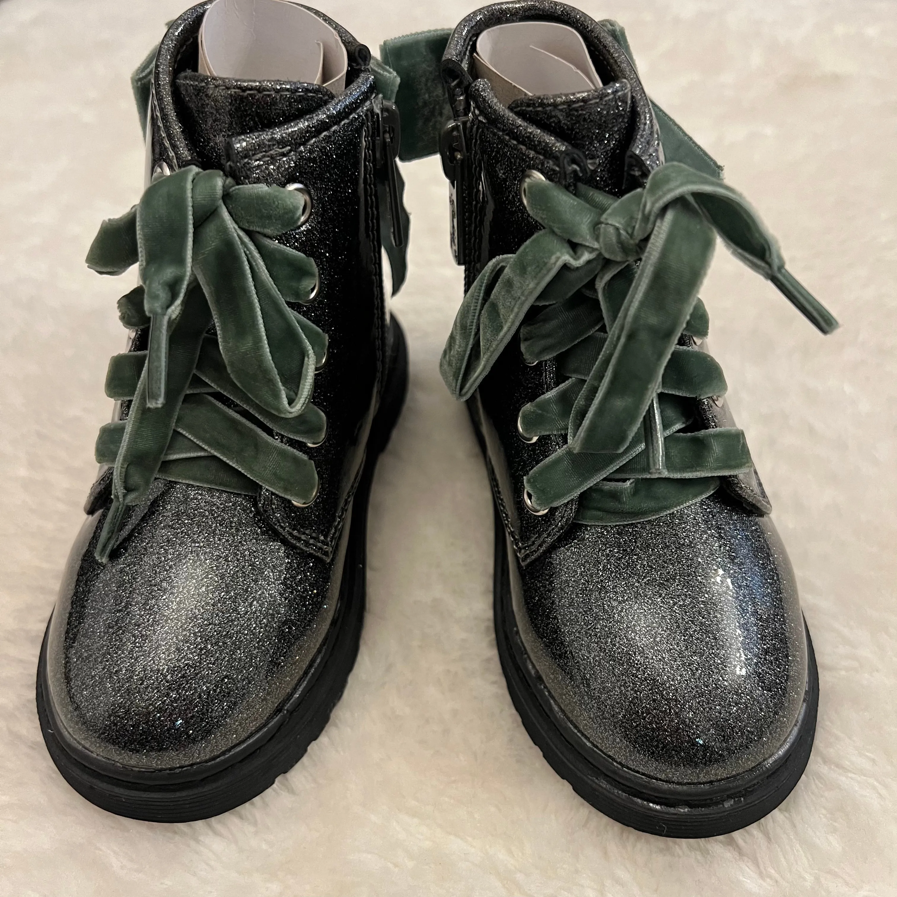Green Sparkle Bubble Bobble Boots