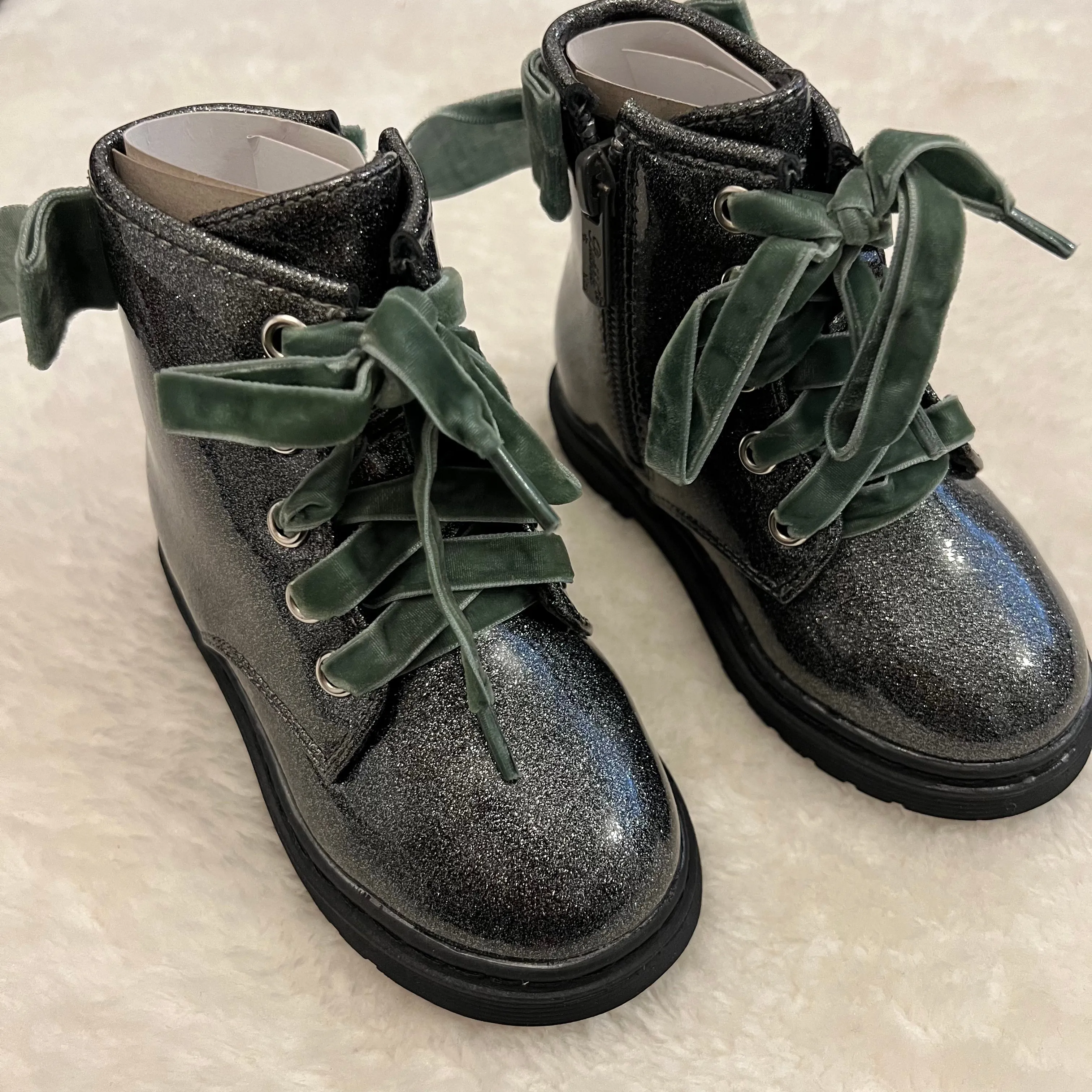 Green Sparkle Bubble Bobble Boots