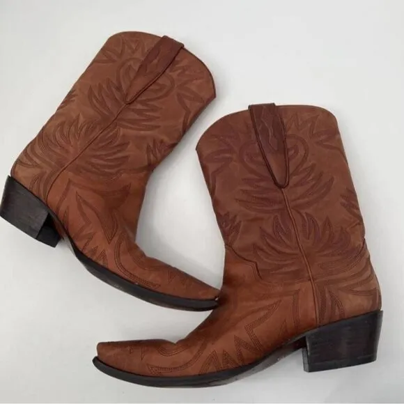 Guess By Marciano Punk Brown Leather Cowboy Boots Size 9M