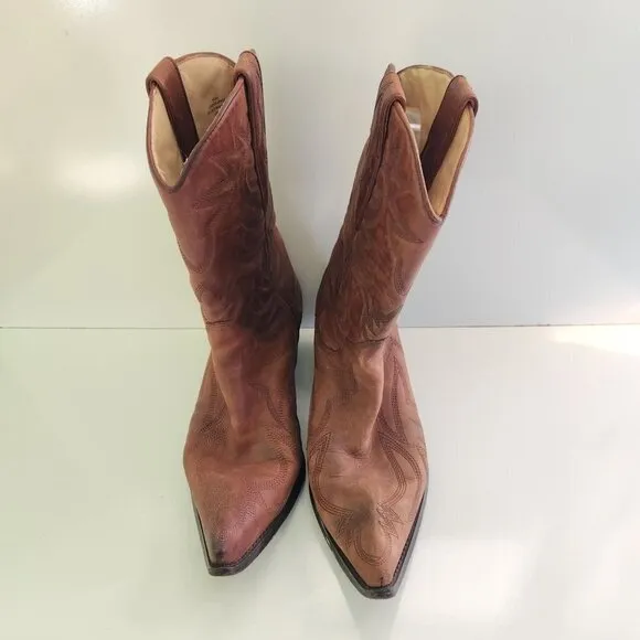 Guess By Marciano Punk Brown Leather Cowboy Boots Size 9M
