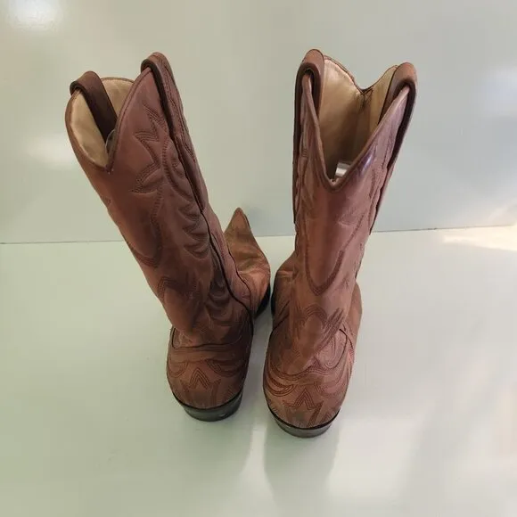 Guess By Marciano Punk Brown Leather Cowboy Boots Size 9M
