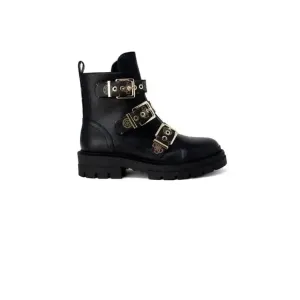 Guess Women's Black Ankle Boots with Buckle and Bow Design