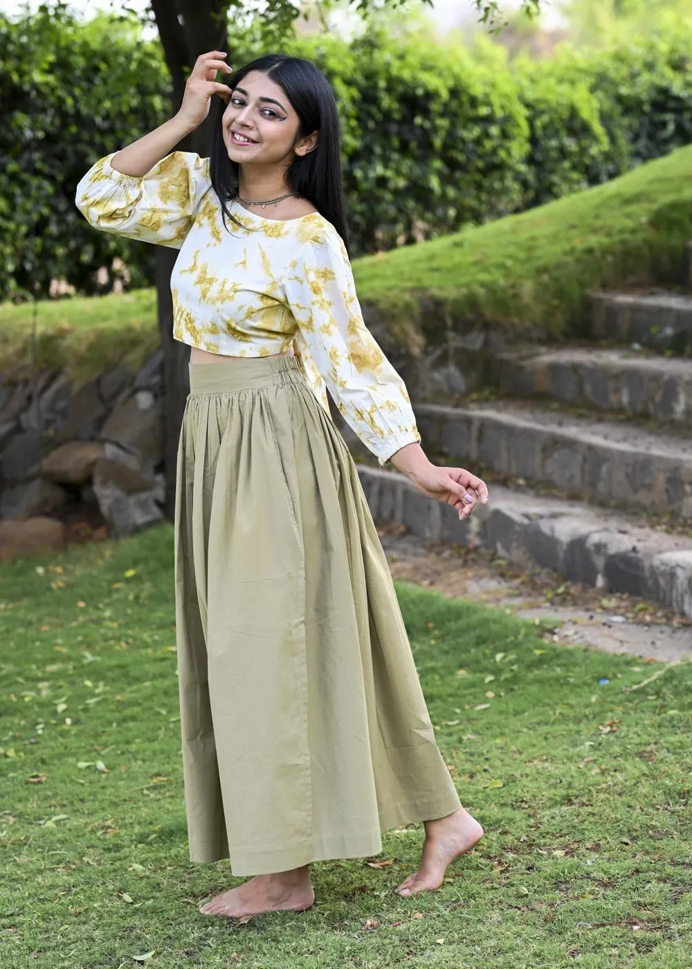 Halo Set - Tie & Dye Crop Top with Long Skirt