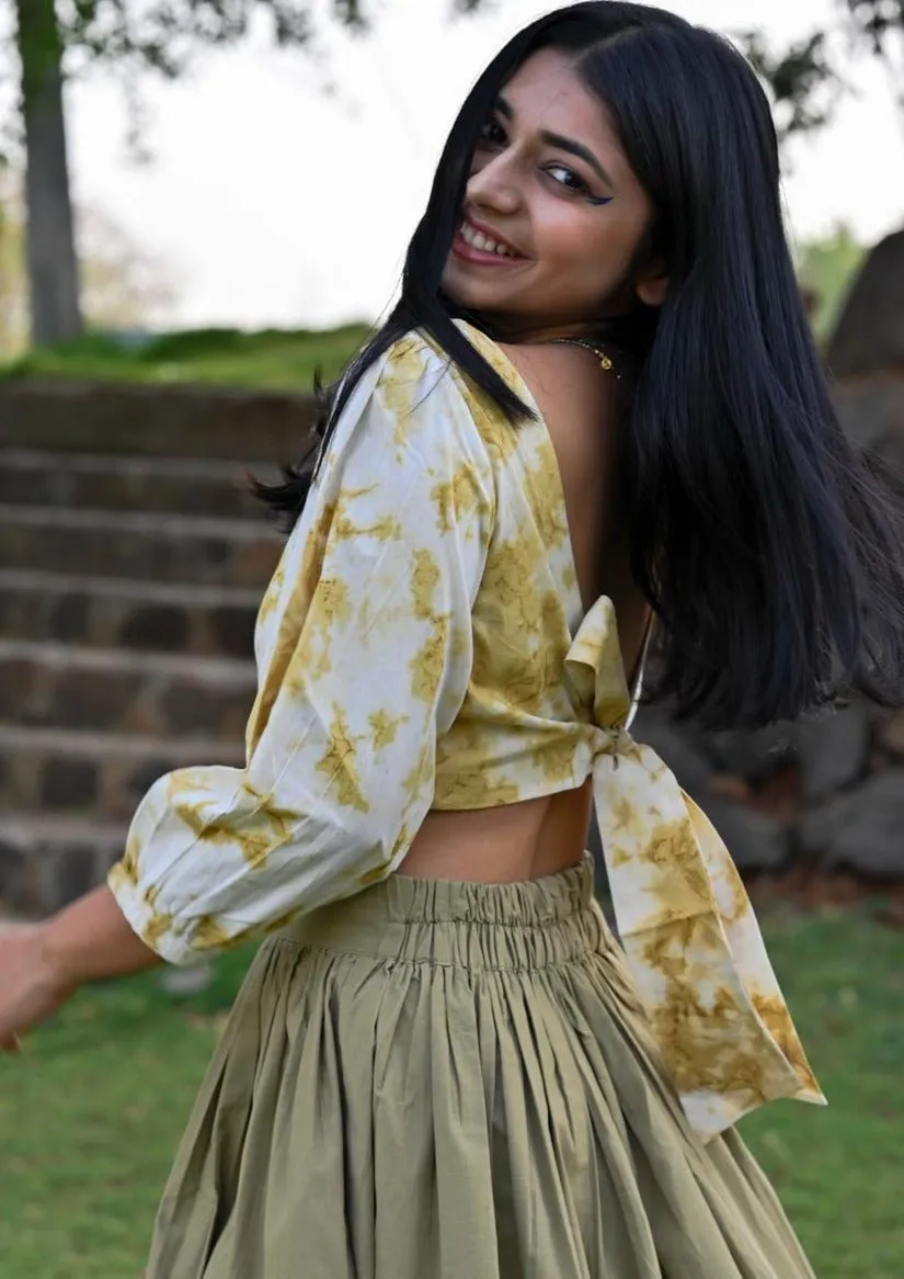 Halo Set - Tie & Dye Crop Top with Long Skirt