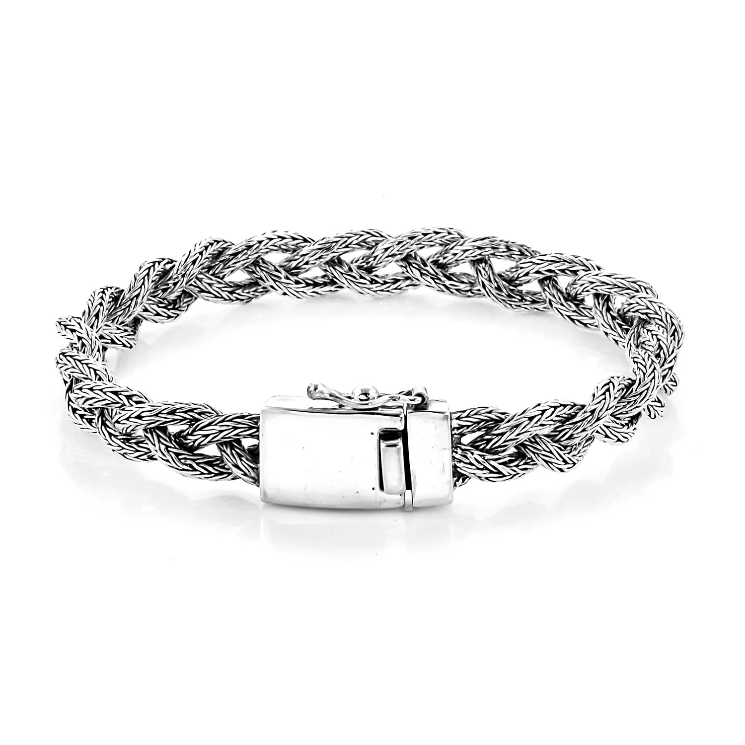 Handmade Bali (25 gm) Sterling Silver Braided Bracelet 6.50 inches