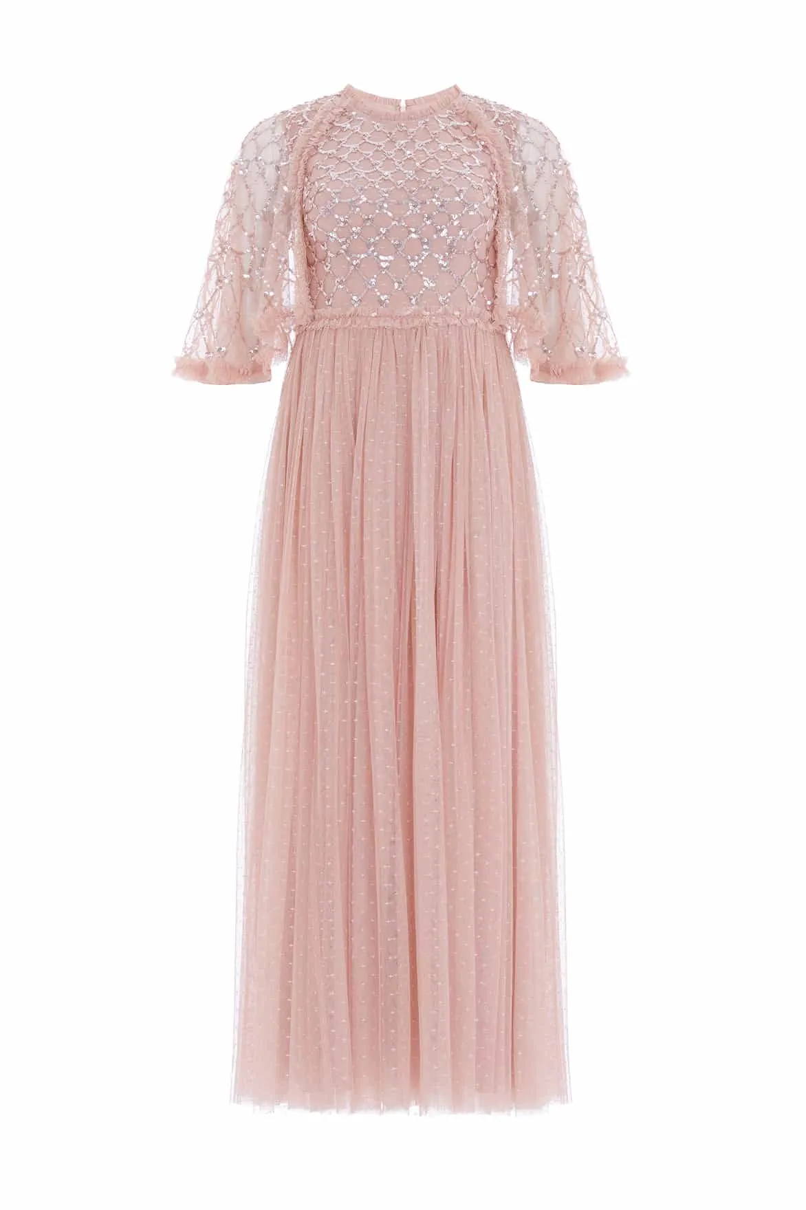 Heart Lattice Bodice Cape Ankle Gown