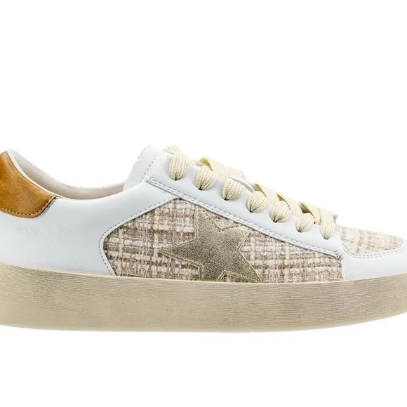 Hey Girl by Corky’s White and Tan Low-Top Sneakers with Sporty Style NIB