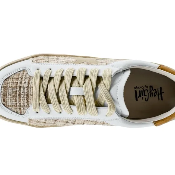 Hey Girl by Corky’s White and Tan Low-Top Sneakers with Sporty Style NIB