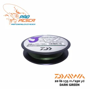 Hilo trenzado DAIWA J-Braid 4x-150yd/135mt-Dark Green-20/30/40/50/65 Lb