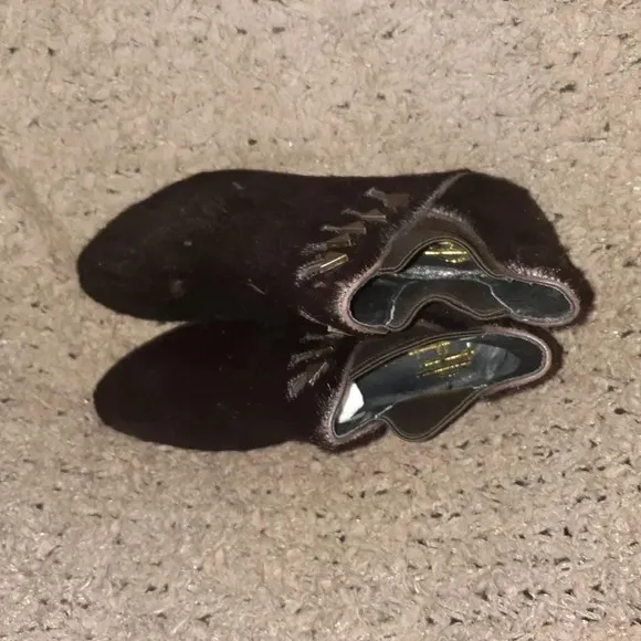 HOUSE OF HARLOW 1960-Beatrice-Metallic Bronze Calf-Hair-Chelsea Bootie-Sz36-NWOB