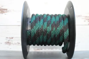 Hunter Green and Black Solid Braided Multifilament Polypropylene Rope