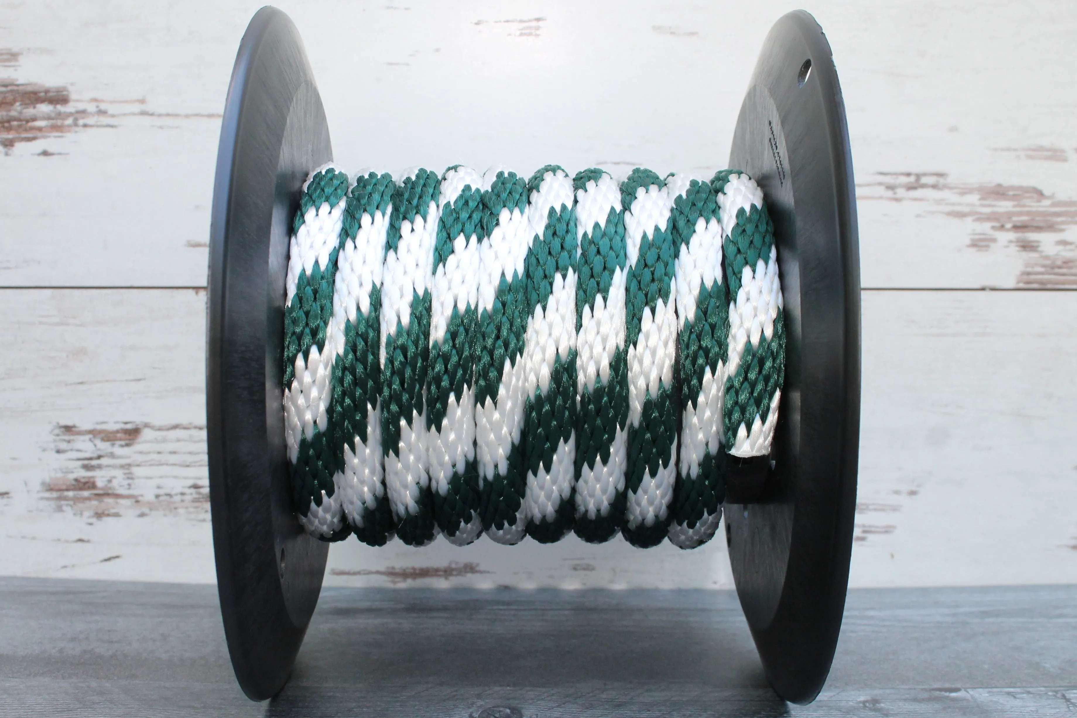 Hunter Green and White Solid Braided Multifilament Polypropylene Rope